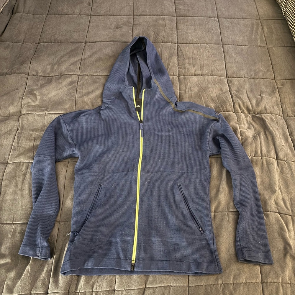 Adidas Blue Track Jacket with Yellow Trim